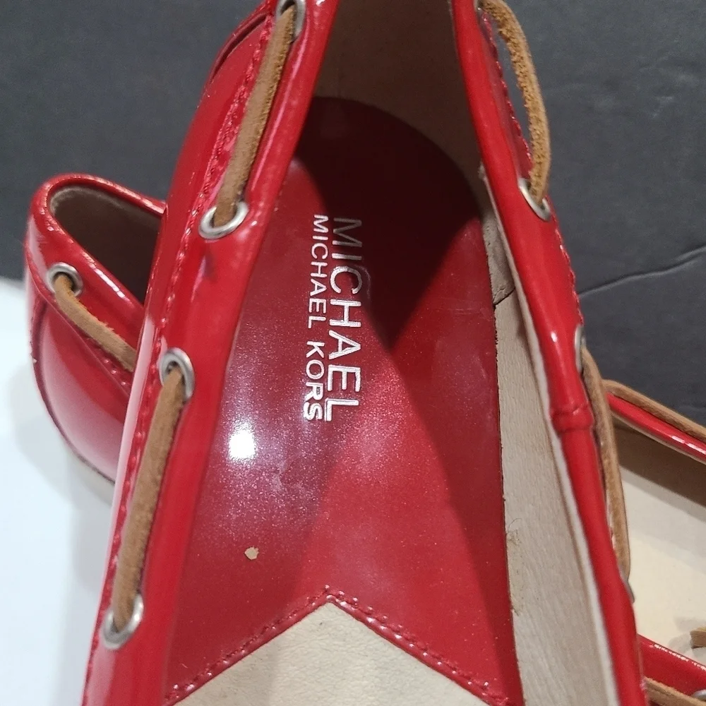 Michael Kors Red Women's Boat Shoes Sz.9M Shiny